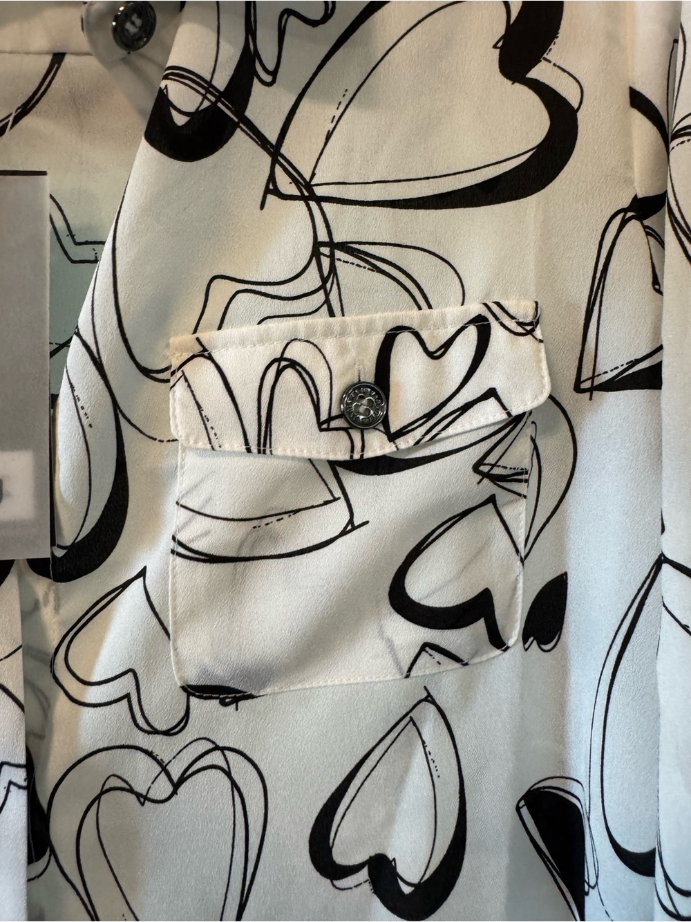 Karl Lagerfeld White Blouse with Black Sketch Heart Print - Picture 8 of 10